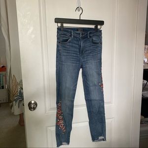 a&f embroidered floral jeans